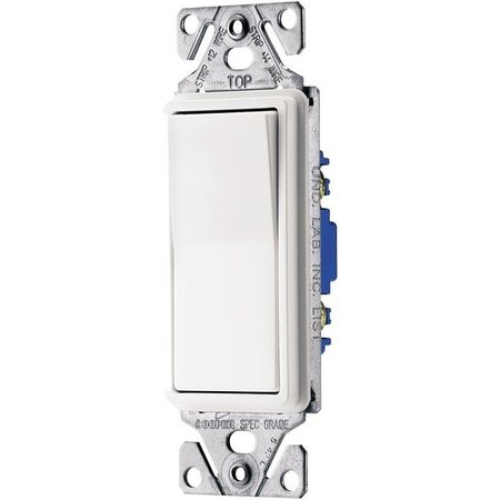 EATON WIRING DEVICES 7500 Rocker Switch, 15 A, 120277 V, 3Way, Lead Wire Terminal, White C7513W-SP-L